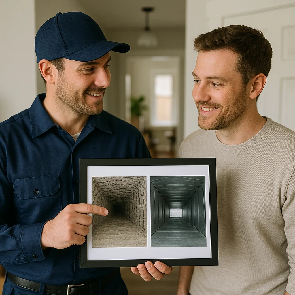 Meadows Place TX air duct technician removing dust and debris to improve airflow and indoor air clarity